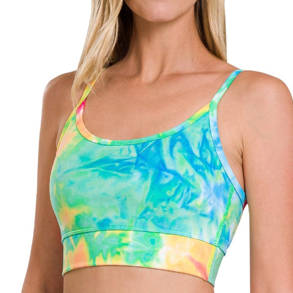 ZENANA Small Athletic Ombré Tie Dye Adjustable Strap Padded Bra
